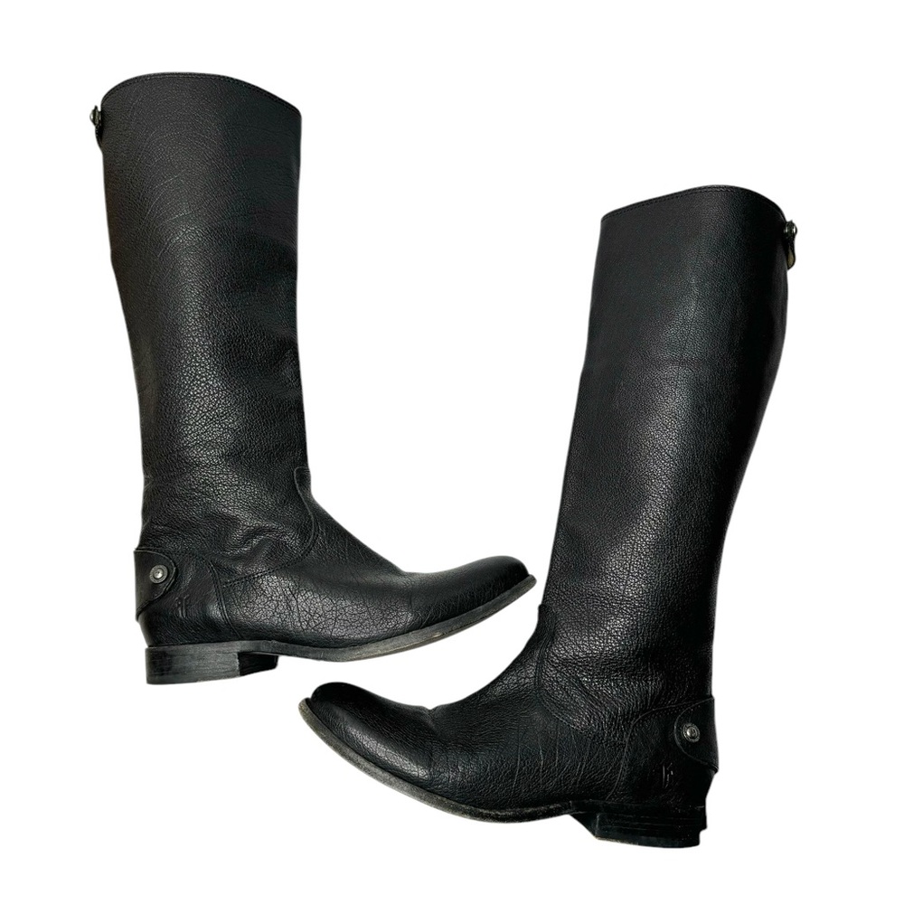 Frye | Melissa Button Back Zip Tall Riding Boots in Black Leather 9